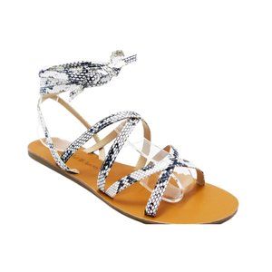 Strappy flat snake skin Sandals